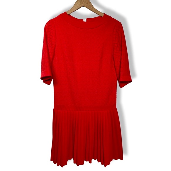 Vintage 1960s Pleated Sweater Dress Pointelle Knit Mr Mench of Dallas - Picture 8 of 8